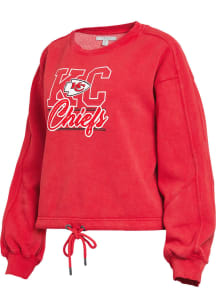 WEAR by Erin Andrews Kansas City Chiefs Womens Red Washed Crew Sweatshirt