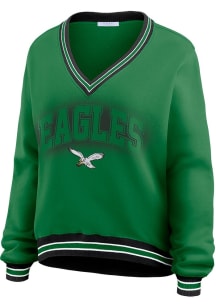 WEAR by Erin Andrews Philadelphia Eagles Womens Kelly Green Oversized Crew Sweatshirt