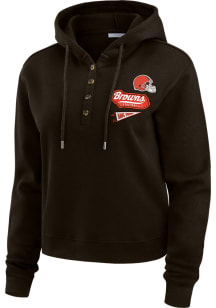 WEAR by Erin Andrews Cleveland Browns Womens Brown Waffle Hooded Sweatshirt