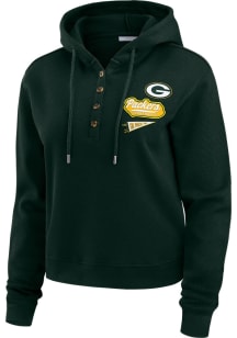 WEAR by Erin Andrews Green Bay Packers Womens Green Waffle Hooded Sweatshirt