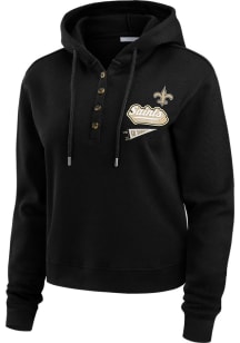WEAR by Erin Andrews New Orleans Saints Womens Black Waffle Hooded Sweatshirt