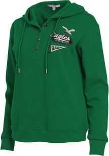 WEAR by Erin Andrews Philadelphia Eagles Womens Kelly Green Waffle Hooded Sweatshirt