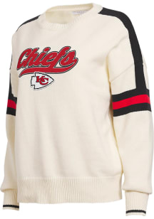 WEAR by Erin Andrews Kansas City Chiefs Womens White Stripe Long Sleeve Sweater