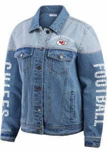 WEAR by Erin Andrews Kansas City Chiefs Womens Blue Denim Light Weight Jacket