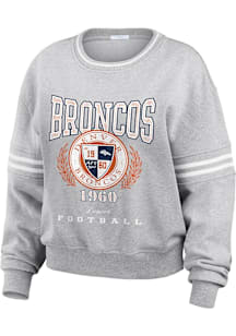 WEAR by Erin Andrews Denver Broncos Womens Grey University Crew Sweatshirt