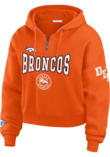 WEAR by Erin Andrews Denver Broncos Womens Orange Patch Hooded Sweatshirt