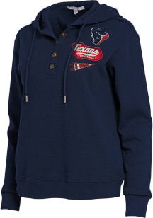 WEAR by Erin Andrews Houston Texans Womens Navy Blue Waffle Hooded Sweatshirt