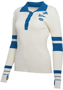 WEAR by Erin Andrews Detroit Lions Womens White Rib Henley LS Tee