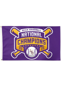 LSU Tigers 2025 NCAA Mens College World Series Champions Deluxe Silk Screen Grommet Flag - Purple