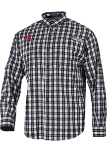 Mens Indiana Hoosiers Black Columbia Heat Seal Super Tamiami Long Sleeve Dress Shirt