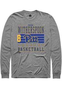 Omari Witherspoon Mens Grey Pitt Panthers NIL Striped Long Sleeve Player T Shirt