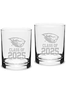 Oregon State Beavers Class of 2025 Set of 2 Rock Glass - White