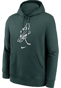 Nike Michigan State Spartans Mens Green Sparty Playing Hockey Long Sleeve Hoodie