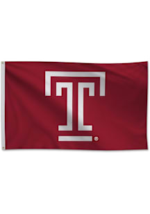 Temple Owls 3' x 5' Silk Screen Grommet Flag - Red