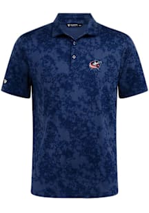 Levelwear Columbus Blue Jackets Mens Navy Blue Whisper Embroidered 3D Patch Short Sleeve Polo
