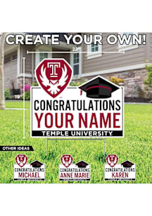 Temple Owls Personalized Congratulations Grad Yard Sign - White