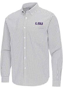 Antigua LSU Tigers Mens Ash Ellis Long Sleeve Dress Shirt