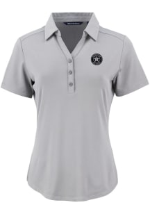 Cutter and Buck Houston Astros Womens Grey Mono Forge Eco Polo Short Sleeve Polo Shirt