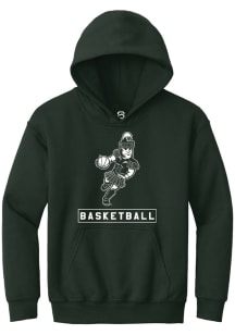 Youth Michigan State Spartans Green Summit Sportswear Sparty Playing Basketball Long Sleeve Hooded..
