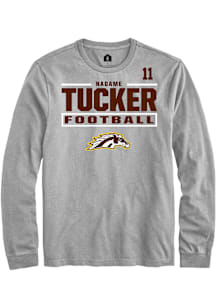 Nadame Tucker Western Michigan Broncos Grey Football NIL Stacked Box Long Sleeve Player T Shirt