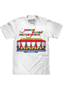 Mr Rogers Neighborhood Trolley Logo White Short Sleeve T Shirt