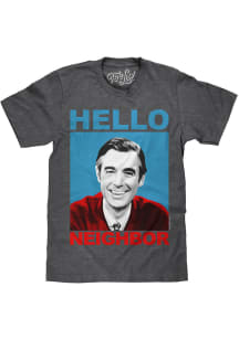 Mr Rogers Neighborhood Charcoal Grey Hello Short Sleeve Fashion T Shirt