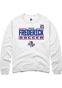 jordan frederick Rally Mens White Tulsa Golden Hurricane NIL Stacked Box Player Crew