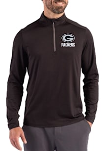 Cutter and Buck Green Bay Packers Mens Black Mono Coastline Long Sleeve Qtr Zip Pullover