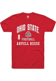 Arvell Reese Rally Mens Red Ohio State Buckeyes NIL Arch Logo Player T Shirt