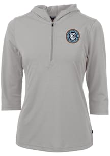 Cutter and Buck New York City FC Womens Grey Virtue Eco Pique Hooded Sweatshirt