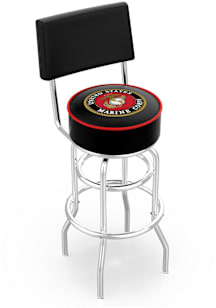 Marine Corps Double-Ring Swivel with Back Pub Stool - Black
