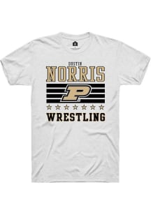 Dustin Norris Rally Mens White Purdue Boilermakers NIL Striped Player T Shirt