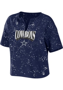 Dallas Cowboys Womens Navy Blue Bleach Short Sleeve T-Shirt