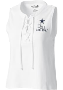 Dallas Cowboys Womens White Laceup Tank Top