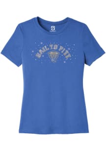 Pitt Panthers Blue Summit Sportswear Rhinestone and Pearl Short Sleeve T-Shirt