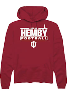 Roman Hemby Indiana Hoosiers Mens Crimson Football NIL Stacked Box Player Hood