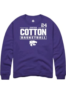 Jenessa Cotton Rally Mens Purple K-State Wildcats NIL Stacked Box Player Crew
