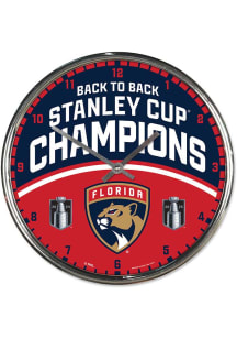 Florida Panthers 2025 NHL Stanley Cup Champions Chrome Wall Clock