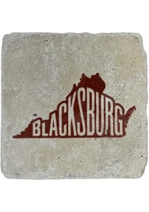 Blacksburg State Shape Text Coaster - White