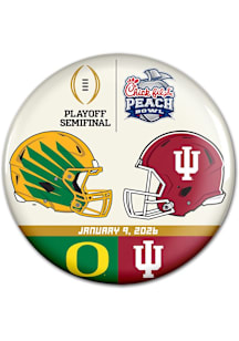 Indiana Hoosiers vs Oregon 2026 Peach Bowl Dueling Button - Red