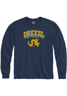 Mens Navy Blue Drexel Dragons Arch Mascot Tee