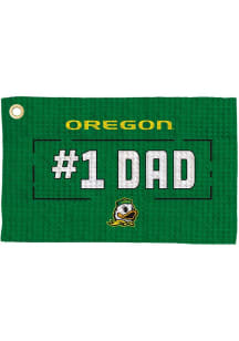 Green Oregon Ducks #1 Dad Waffle Golf Towel