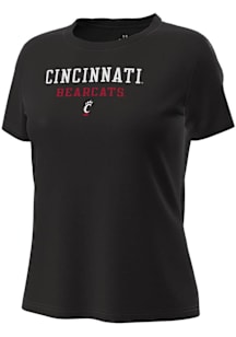 Under Armour Cincinnati Bearcats Womens Black Stacked over logo Motion Short Sleeve T-Shirt