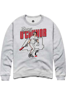 Tommy O'Connor Rally Mens Ash Cincinnati Bearcats NIL Caricature Crew Sweatshirt