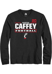 Jakorion Caffey Mens Black Cincinnati Bearcats NIL Stacked Box Long Sleeve Player T Shirt