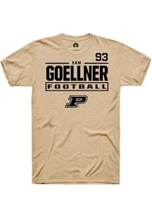 Sam Goellner Purdue Boilermakers Brown Football NIL Stacked Box Short Sleeve Player T Shirt