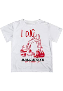 Vive La Fete Ball State Cardinals Toddler White Excavator Short Sleeve T-Shirt