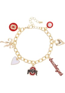 Enamel Icons Charm Ohio State Buckeyes Womens Bracelet - Red