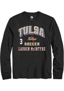 Lauren McIntyre Mens Black Tulsa Golden Hurricane NIL Arch Logo Long Sleeve Player T Shirt