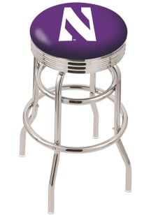 Black Northwestern Wildcats Double-Ring Swivel Chrome Pub Stool